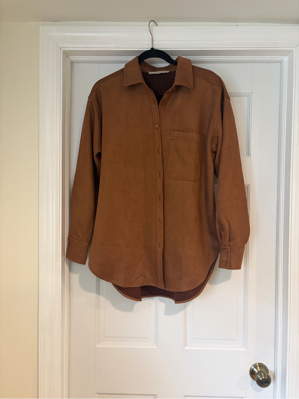 LOFT Rust-Brown Suede-Look Shirt Jacket